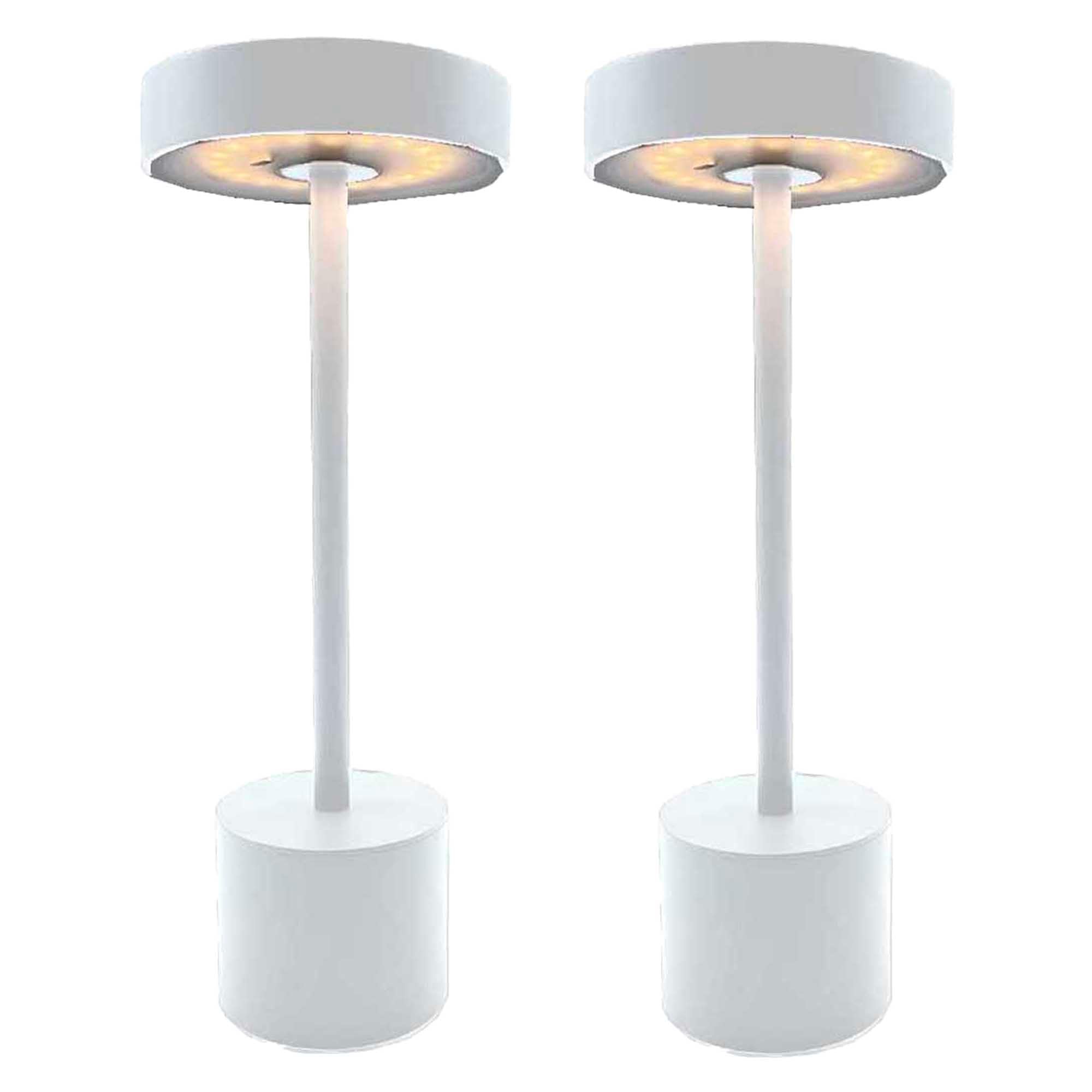 Lumisky - Juego de 2 lámparas de mesa inalámbricas táctiles de aluminio blanco mate LED ROBY WHITE (30 cm)