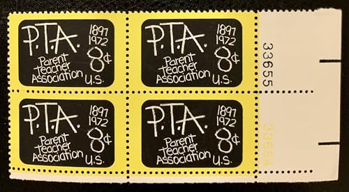 PTA Blackboard Plate Block 4 x 8 Cent US Postage Stamps