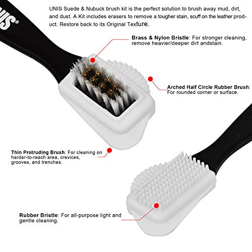 Unis Suede & Nubuck Leather 4 Way Cleaning Caring Brush Shoe & Boots Cleaner Essential Kit With Extra 2 Erasers thumb #1