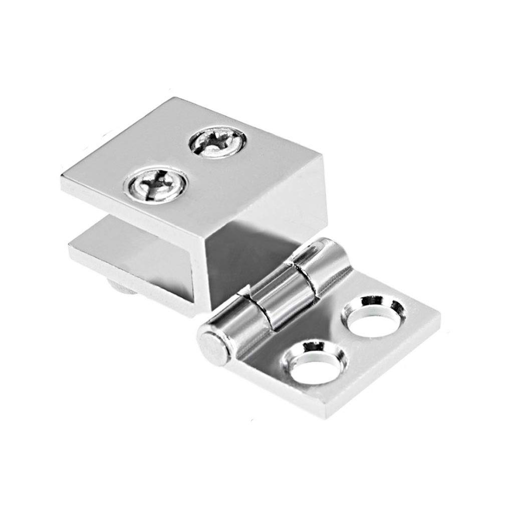 Myxjx Parent Hinges, New 4Pcs For 5-8Mm Thickness Zinc Alloy Glass Clamp 0 Degree Cupboard Showcase Cabinet Door Hinge