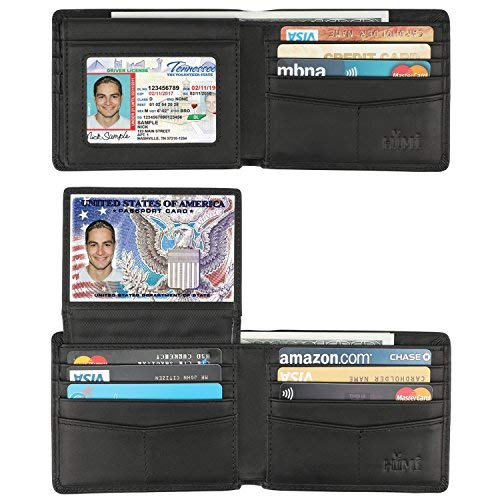 himi Wallet for Men-Genuine Leather RFID Blocking Bifold Stylish Wallet With 2 ID Window (Vintage Black)-picture-31