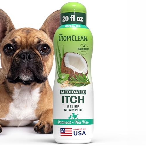 TropiClean Oatmeal Dog Shampoo for Itchy Skin Relief, Soothing Medicated Itch Relief, with Vitamin...