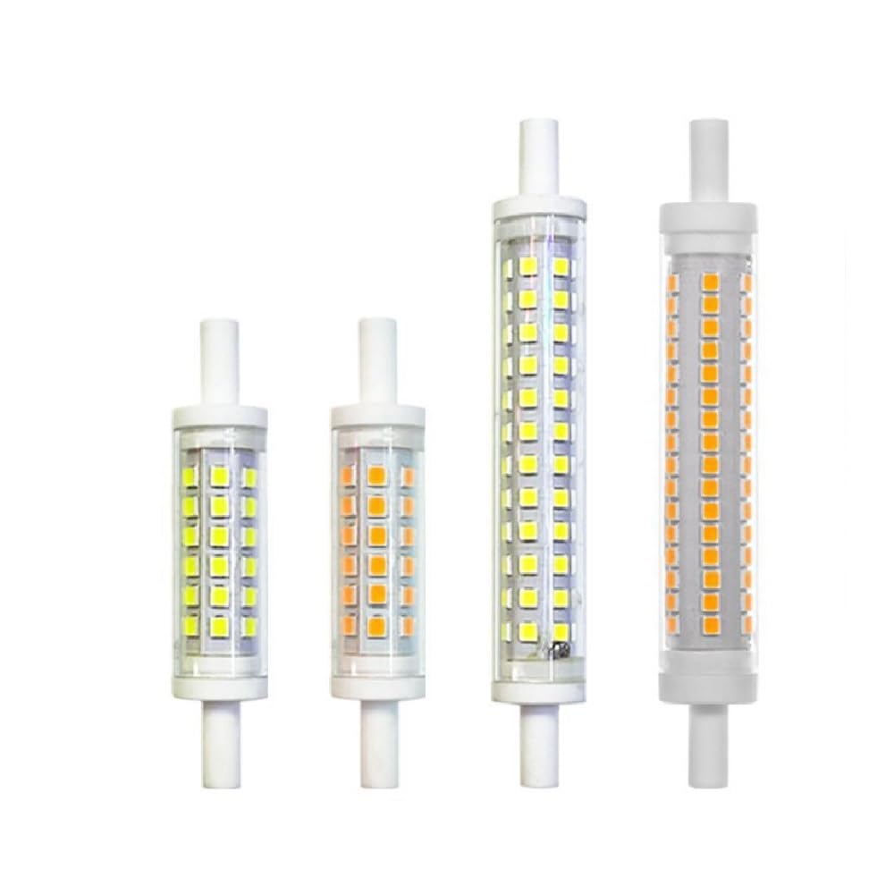 1fortunate Ampoules, Lot de 20 Lampes LED en céramique, AC220V R7S 2835SMD 78mm/118mm, lumière LED à intensité Variable sans Scintillement(Warm White 220V,9W 118mm)