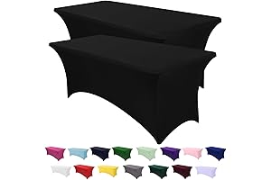 2 Pack 6FT Spandex Table Cover, Black Fitted Tablecloths