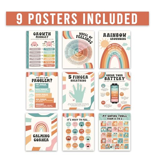 Hadley Designs 9 Calming Corner Posters For Classroom Must Haves For Teachers -11x14 Calm Down Corner Supplies, Feelings Chart For Kids Ages 4-8, Feelings Wheel Poster, Retro Classroom Decor - Image 3