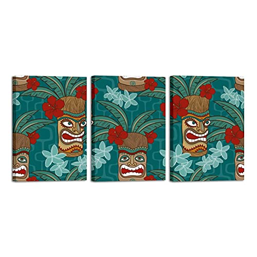 Tableau tropical Aloha Tiki ZORE_FINE5, décoration murale moderne 3 pièces pour un salon épuré