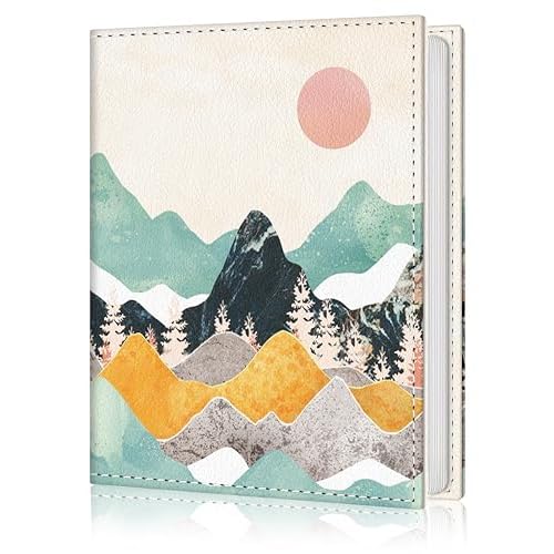 Photo Album 4×6, 56 Pockets Small Picture Book Aesthetic Mountain Sunset, Personalized Large Capacity Mini PU Leather Picture Album Gift for Family Graduation Wedding Travel