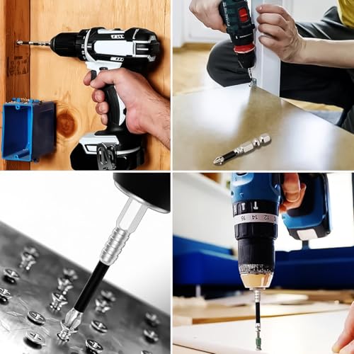 Image of Serplex 6PCS Magnetic Screwdriver Bit Set, Heavy Duty Alloy Steel, 1 /4 inch Hex Shank, Impact Resistant, 25 /50 /65 /70 /90 /150mm, Anti-Slip Cross Phillips Drill Bits for Electric Drills, & Professional Use