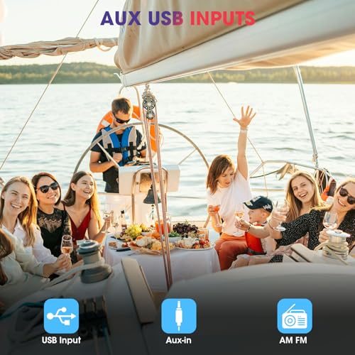Image of Waterproof Bluetooth Radio for Golf Cart: DOVOX Boat Marine Gauge Stereo - 2.8 Inch LCD Display AM FM USB AUX Subwoofer 200W Output - Gift for Golfer