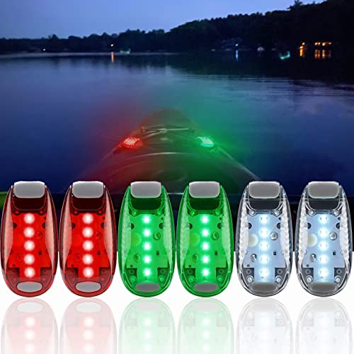6Pcs Navigation Lights For Boats Kayak, Led Safety Light, 3 Types Flashing Mode, Easy Clip-On Kit For Boat Bow, Stern, Mast, Paddles, Pontoon, Kayaking Accessories, Yacht, Bike Tail, Red Green White #TOP1