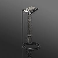 Vista 4 de Linkidea Soporte de seguridad para maquinilla de afeitar de acero inoxidable, soporte para maquinilla de afeitar de viaje para hombres, compatible