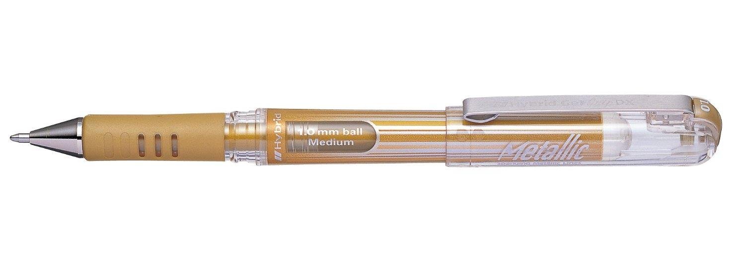 Pentel 1.0mm Tip Hybrid Gel Grip Dx Metallic Gold Ink Pen with Chunky Barrel - Gold