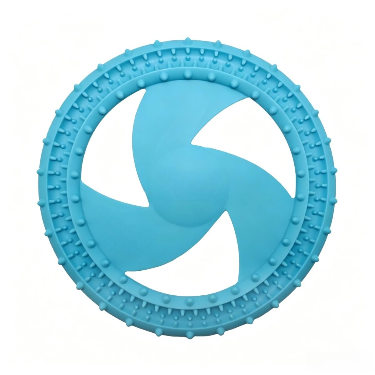 Disque de lancer pour chien - Anti-morsure - Anneau de vol interactif pour soins dentaires, entraînement et eau - Frisbee d'extérieur avec picots souples pour le nettoyage des dents - Bleu