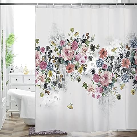 HMS Happy Memories Thicken Durable Polyester Blend Cloth Fabric Bathroom Curtain Colorful Bohemian Boho Floral Print Beautiful Bright Shower Curtain for Bathroom Decoration, 72"x72" (Season 10) Cover