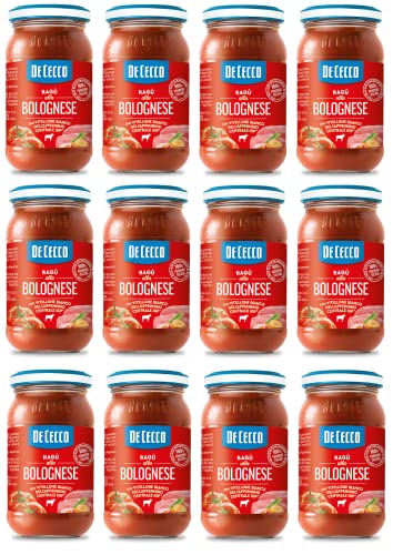 12x De Cecco Ragù alla Bolognese con Vitellone Bianco dell'Appenino Centrale IGP-saus met wit rundvlees uit de centrale Apennine IGP met 100% Italiaanse tomaten 190 g