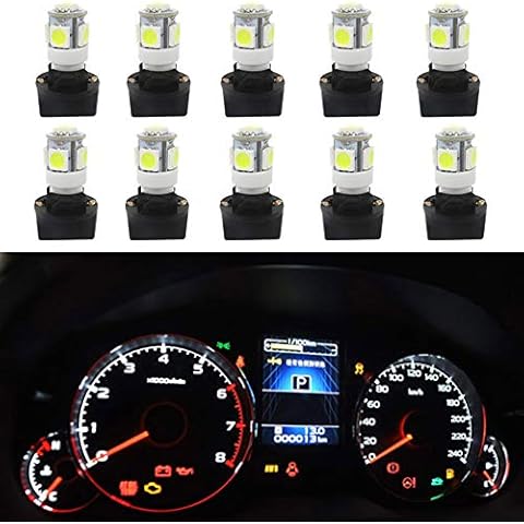 WLJH T10 194 LED Light Bulb 168 LED Bulb Bright Instrument Panel Gauge Cluster Dashboard LED Light Bulbs Set 10 T10 LED Bulbs with 10 Twist Lock Socket PC194 - White Cover