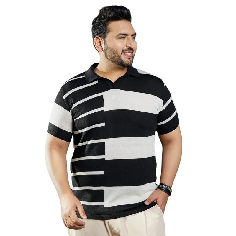 Instafab Plus Men's Polo T-Shirt for Casual Wear | Polo Neck | Short Regular Sleeves | Half-Button Closure | Plus Size T-Shirt Crafted with Comfort Fit for Everyday Wear-picture-17