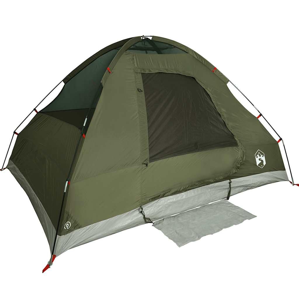 Tienda de campaña 2 personas verde oliva impermeable con doble techo extraíble, poliéster revestimiento de PU, postes de fibra de vidrio ligero, montaje fácil, E-Port para cable