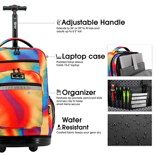 Image of J World Sundance Laptop Rolling Backpack for Girls Boys. Roller Bookbag with Wheels, 20 Inch, Heat