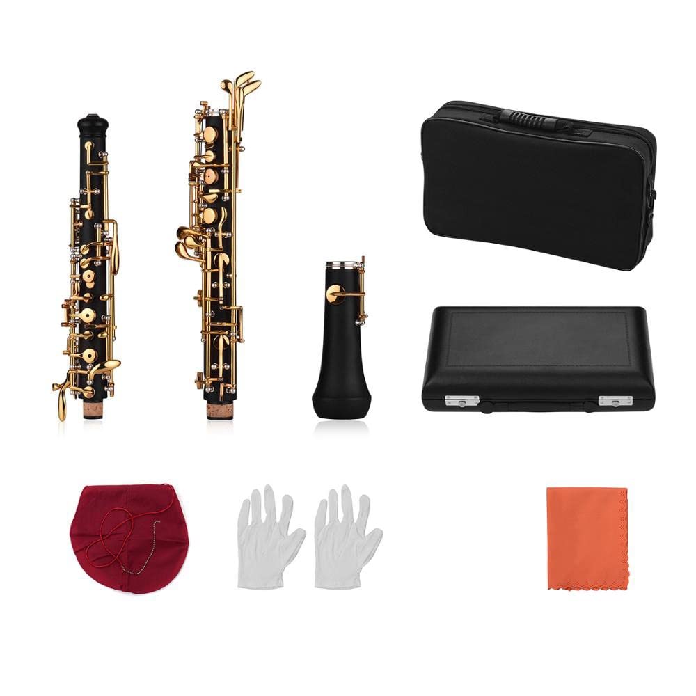 Strumento Oboe Strumento Placcato in Stile Semi-Automatico per Tasti Tasti a Oboe C Professionale Strumento di Legno Principiante di Oboe (Color : Gold)
