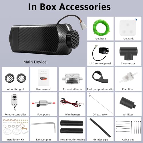 8KW 12V Diesel Night Heater, Air Parking Heater with App & Remote Control, 10L Tank & LCD Monitor, Universal Heating Solution for Trucks, RVs, Boats and Camper Vans (Black) - Image 2