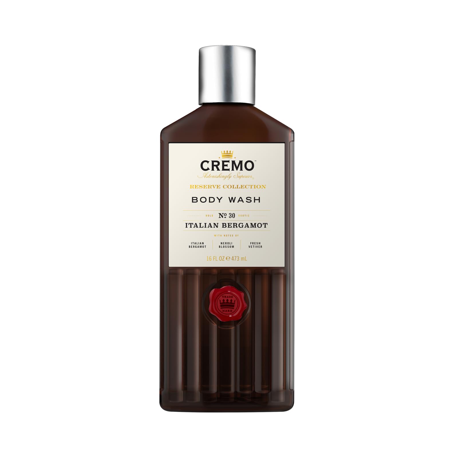 Cremo Reserve Collection Body Wash, Men's Shower Gel for Body Skin Care, Italian Bergamot Luxury Fragrance, 473 ml