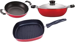 Nirlon Non Stick Aluminium Cookware Set of 3 Pieces (DKDM_KD13_GP22)