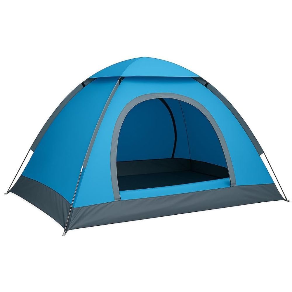 Portable Waterproof Dome Tent for 4 Person | Easy Setup Camping Tent for Picnic, Hiking & Outdoor Travel | Windproof, Spacious & Lightweight Family Tent (Multicolor)