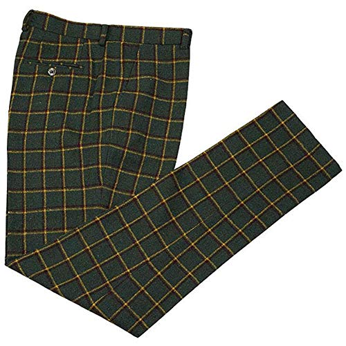 GATMSTZ Mens Formal Checked Tweed Blend 3 Piece Suits Slim Fit Groom Prom Plaid Tuxedos4