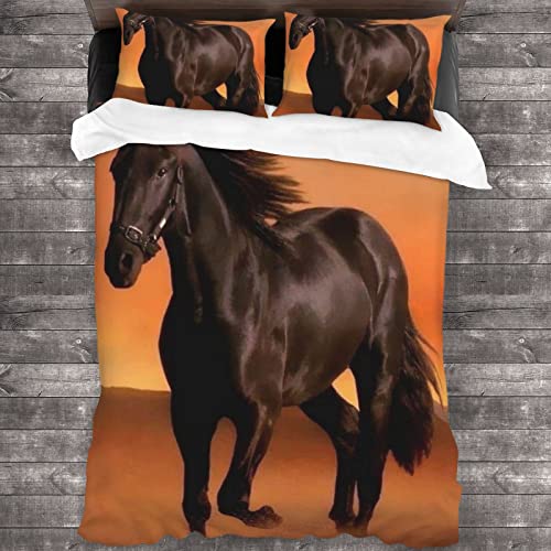 Bobury Horse Bed Linen 135 x 200 cm Soft Bed Linen Horses Girls Children's Bed Linen Microfibre (7.220 x 240 cm + 80 x 80 cm)