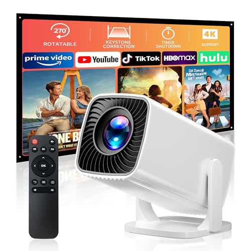 Mini Projector with 4K Support, Portable Projector with Electric Focus & Keystone, 270° Rotatable...