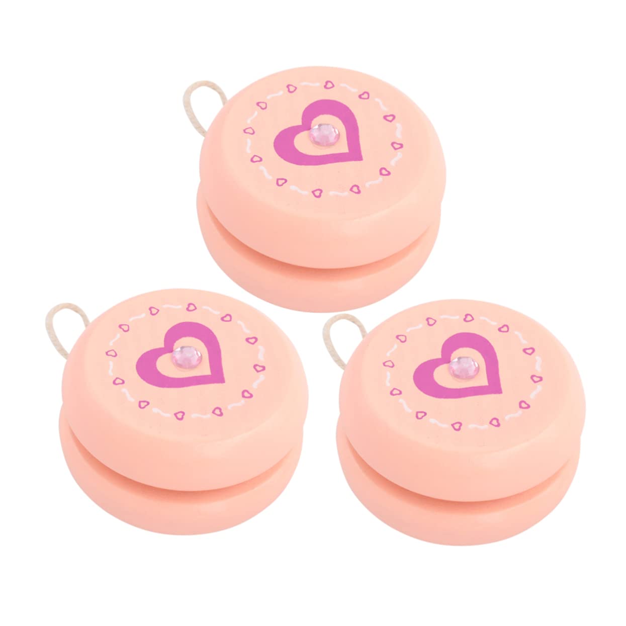GALPADA 3Pcs Wooden Yoyo Creative Educational Playthings for Boys Heart Design for Developing Coordination and Wrist Strength for Playdates and Parties