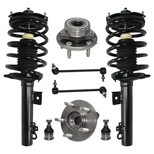 Detroit Axle - Front Strut Wheel Hub for 1996-2007 Ford Taurus, Mercury Sable, Sway Bar, Ball Joint, Coil Springs - 8pc Suspension Kit