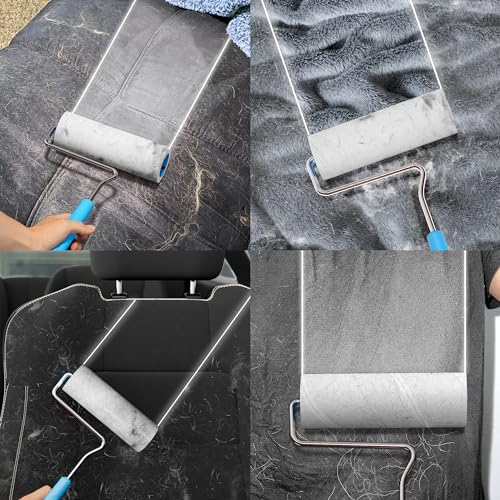 Image of Large Surface Extra Sticky Lint Roller 6.3'', 444 Sheets Long Handle Pet Hair Removal, Dog and Cat Lint Remover for Clothes, Furniture, Carpet