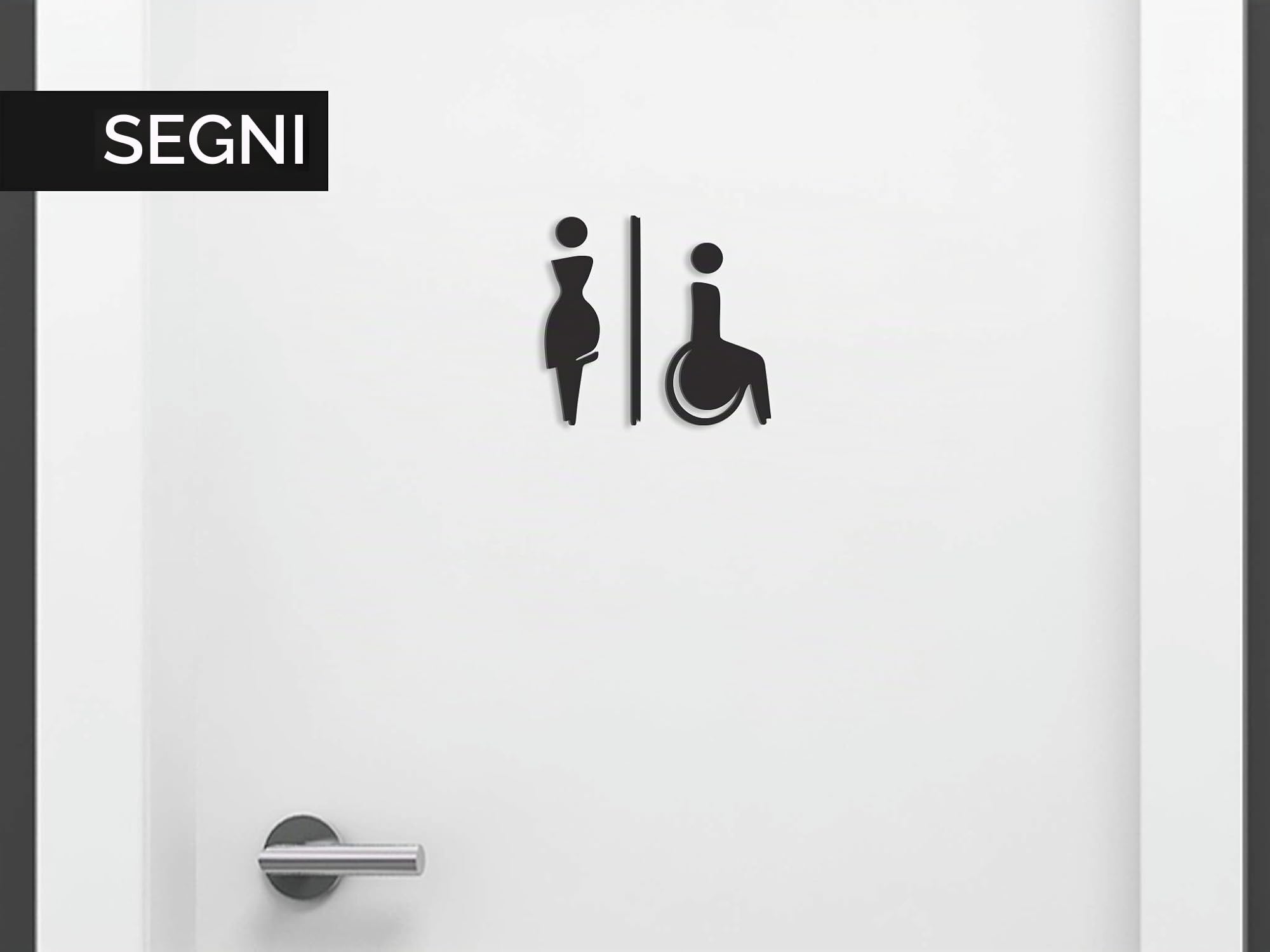 Signs - Targa bagno a rilievo (15 cm) - Set adesivo Toilette Serie Elegant SA112 - Targhette bagno Uomo Donna Disabile - Adesivi WC disabili (3 Figure a scelta, Nero)