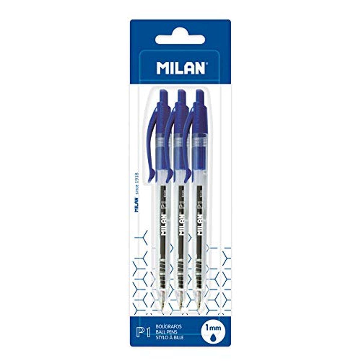 MILAN Blister pack of 3 pens P1 blue.