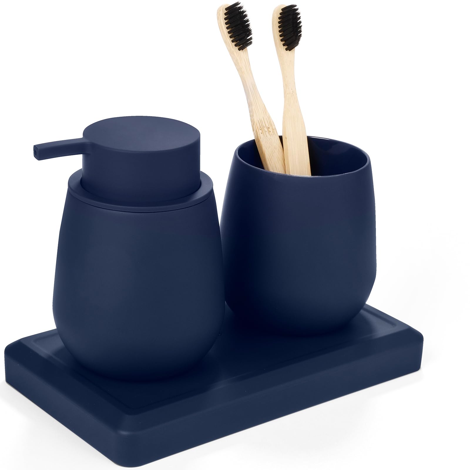 Blue Bathroom Accessories Set, Modern 3 Pcs Bathroom Essentials