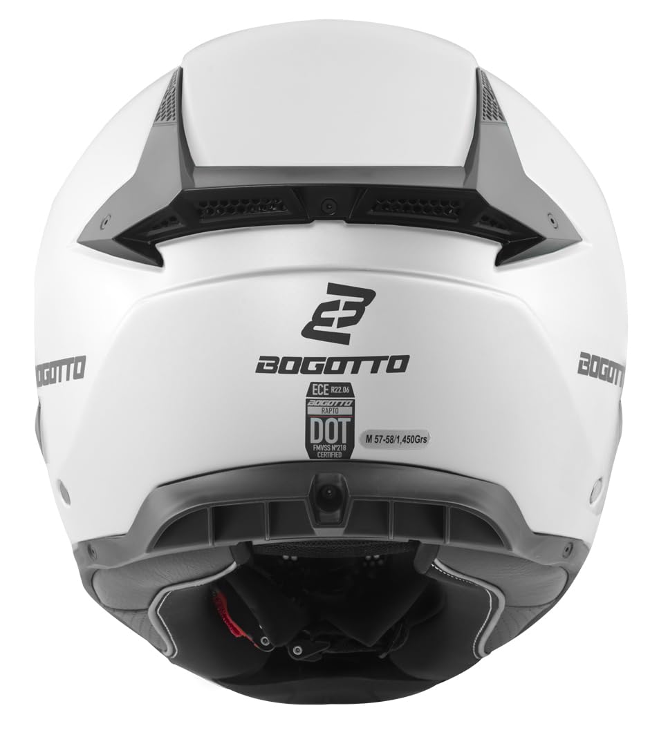Bogotto Rapto Helm, Weiß Matt, XL, Integralhelm, ECE 22.06 | Beschlaghemmend