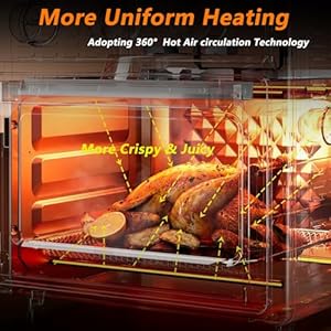 Air fryer 13qt multifunctional convection toaster oven air fryer combo 360 hot air circulation for healthy oil free cooking stainless steel adjustable temp time control contertop oven  urban country home decor