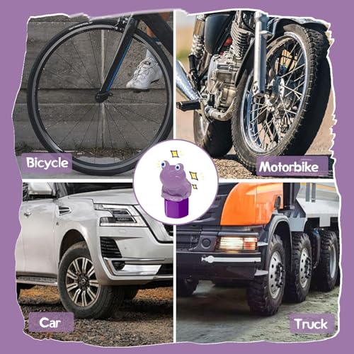 4 Pack Cute Frog Tire Valve caps, Interesting and Practical Tire Decoration, Can be Used for Cars, Motorcycles, Trucks, and Bicycles.(Purple)