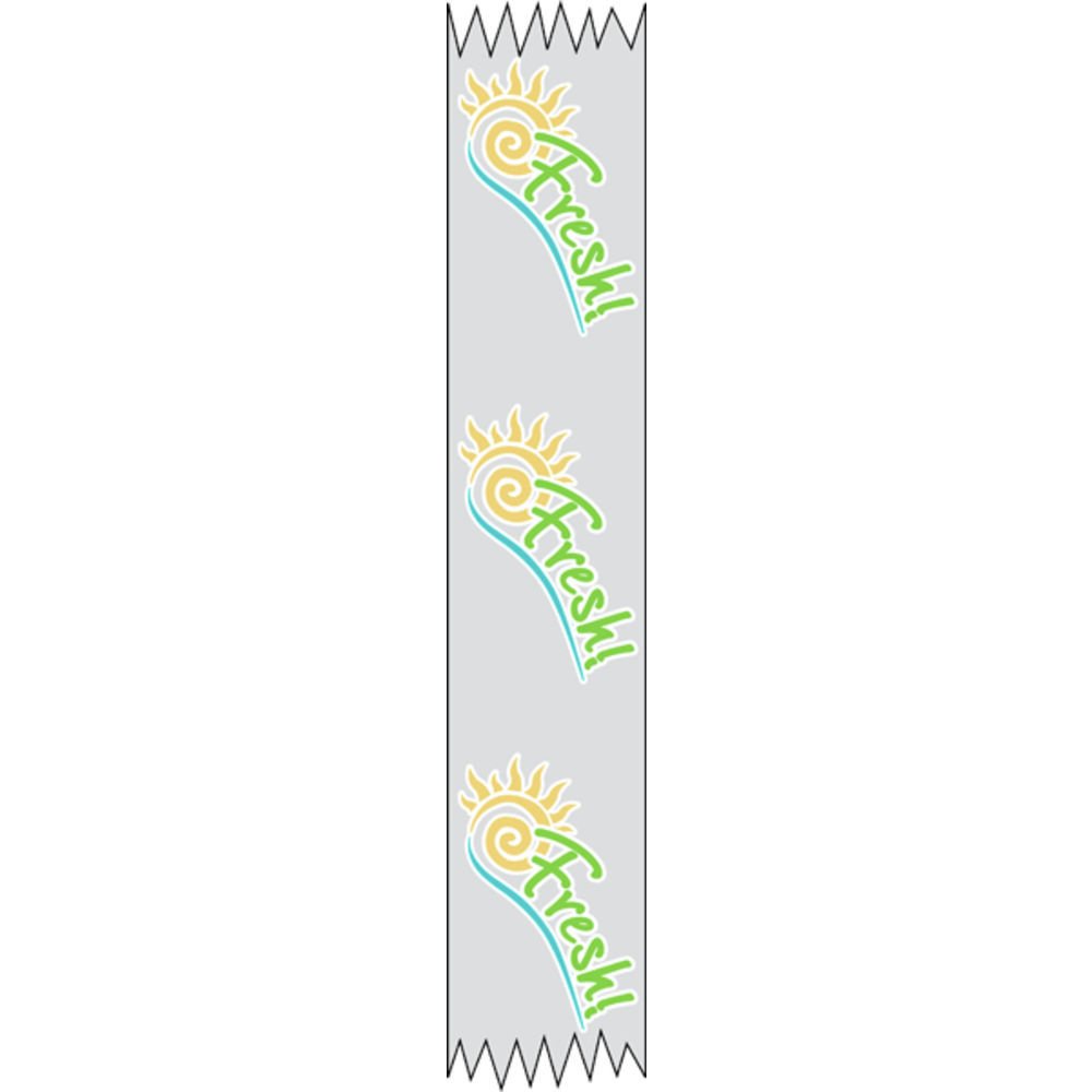 Tamper Evident Packaging Tape for Food Containers Transparent Clear Imprinted "Fresh" with Sun Design - 1"W x 500 f by HUBERT – Large, Plastic, Clear, Model 150XCPFRESHS