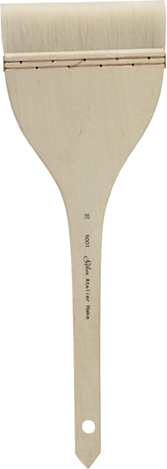 Silver Brush Limited 5001-70 Silver Atelier Hake Flat Paintbrush for Oil, Acrylic, Watercolor, Gesso and Grounds, Varnish and Top Coat, Size 70, Long Handle