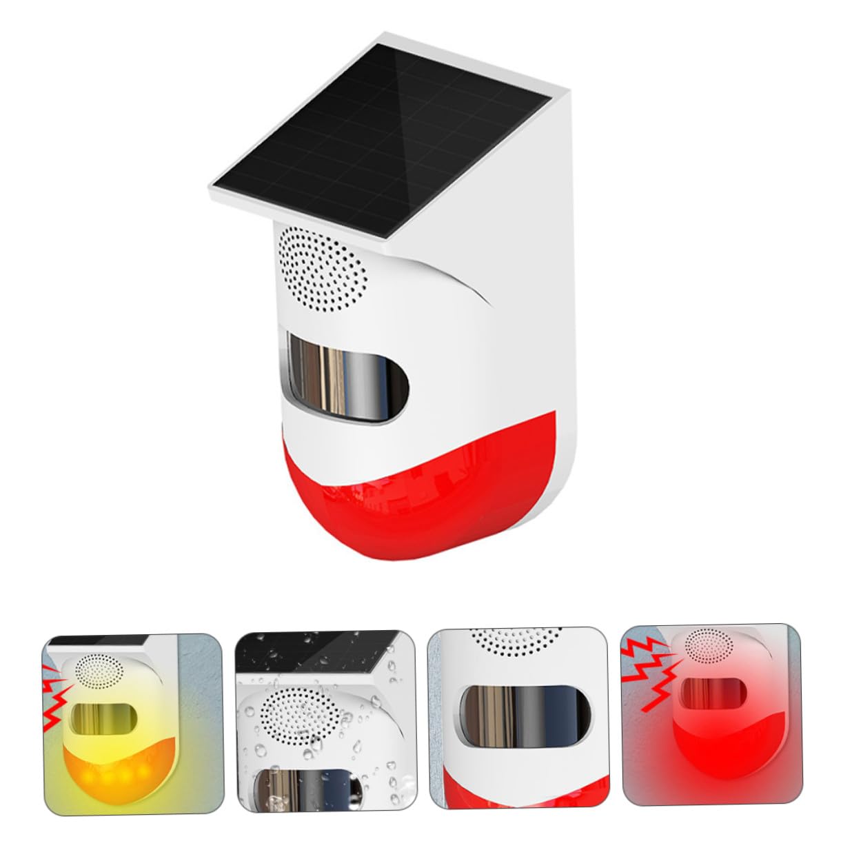 Uonlytech 1pieza Sensor De Alarma Solar para Exterior Detección De Inalámbrica Alarma Sonora y Luz Led para Seguridad El y