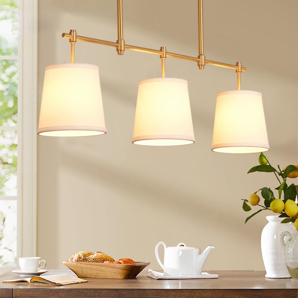 Suspension linéaire à 3 lampes noire et or vintage pour îlot de cuisine