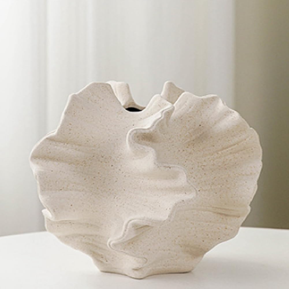 Coral Vase Nordic Art Container for Flower Pampas Grass Vase Living Room Tabletop Centerpieces Decor Creamy-White A Easy to Use