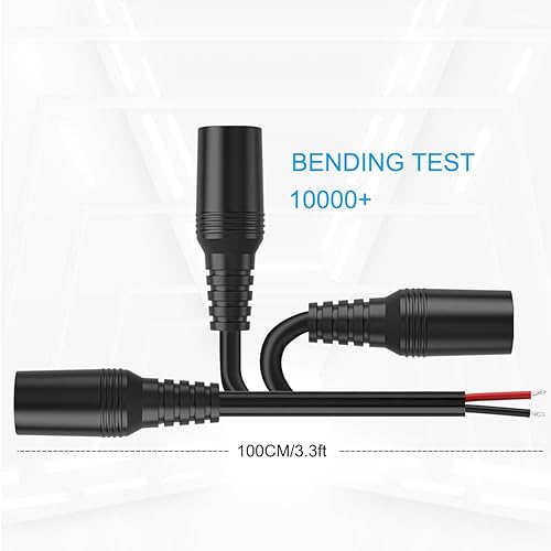Miniatura 4 de Cable de alimentación de CC, conector de enchufe de barril de CC de 0.083 in x 0.217 in, enchufe hembra de CC a cable desnudo, cable de alimentación