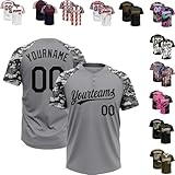 Custom Gray Baseball Jersey Camouflage Short Sleeve Softball Jerseys for Veterans' Day Personalized Softball Shirts Stitched Black Name Number Logo Softball Jerseys for Adult Slowpitch