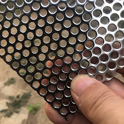 Perforated Metal Sheets-Expanded & Perforated Sheets-Perforated Stainless Steel Sheet-20GA 0.2 Inch Hole （about 5mm 1/5"）7.8 Inch X3.9 Inch-Metal Mesh Sheet For Ventilation and Fume Filtration