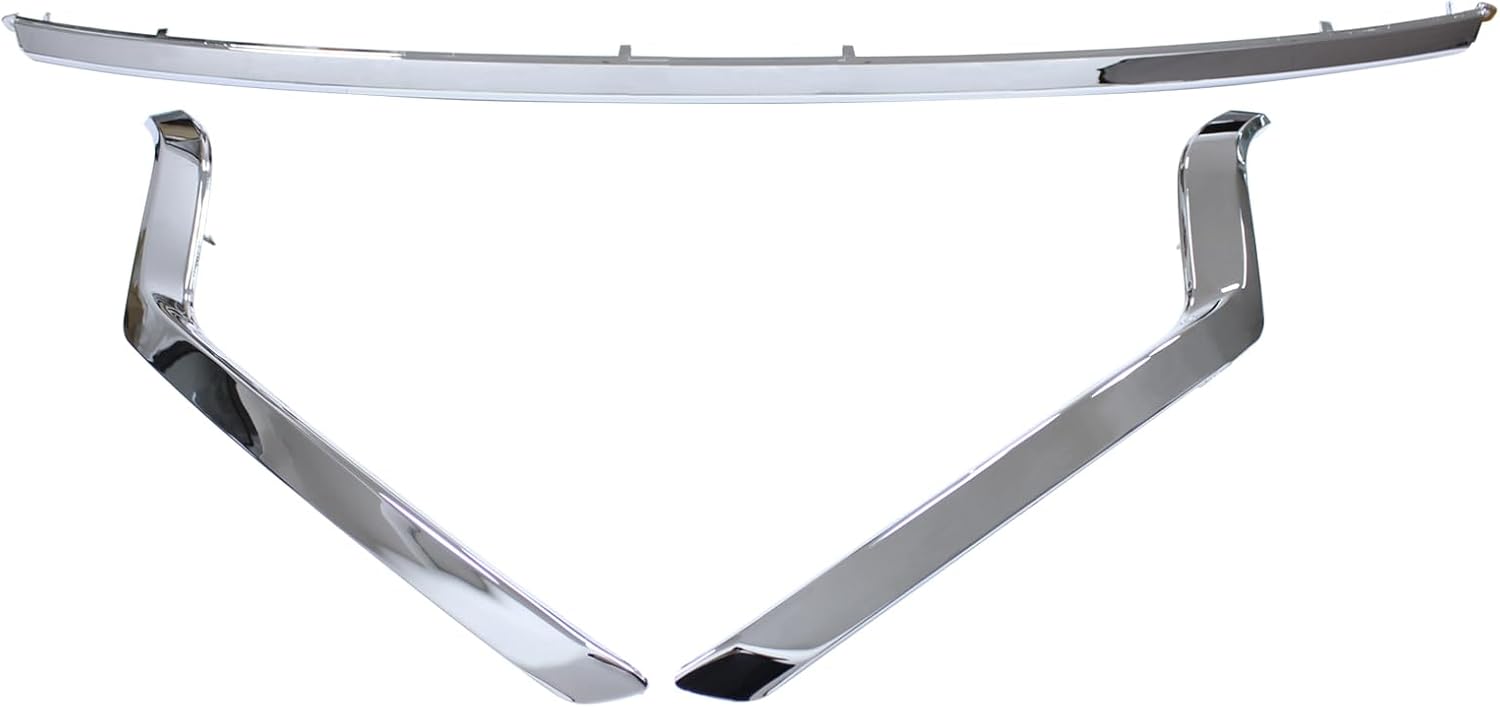 ApplianPar Front Bumper Trim Moldings Left Right Center Chrome for Ford Explorer 2018-2019