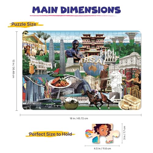 Image of Singapore City 250 Piece Jigsaw Puzzle - Fun Educational Puzzle Game for Kids 7-10 Years & Adults, Explore Travel Culture & History, Perfect Brain Booster and Big Puzzle for Kids